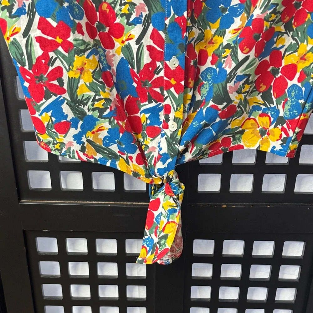 🌸 Molly Bracken Floral Front Tie, Button Blouse Colorful Women’s Small NWT 🌸 - Picture 5 of 14